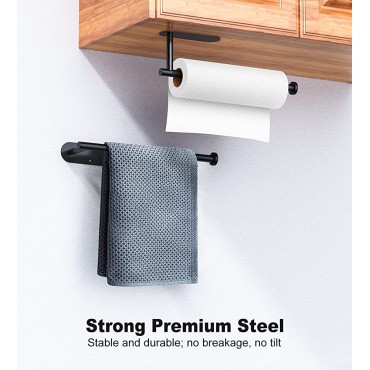 RIWUCT Paper Towel Holder, 【Never Breaking】 Premium Stainless Steel Under Cabinet Paper Towel Holder Wall Mount, 【Easily Install】 Drilling or Adhesive Paper Towel Roll Holder for Kitchen, Bathroom