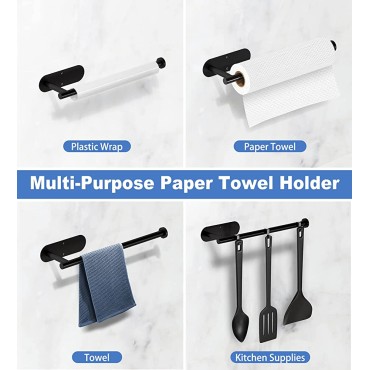 RIWUCT Paper Towel Holder, 【Never Breaking】 Premium Stainless Steel Under Cabinet Paper Towel Holder Wall Mount, 【Easily Install】 Drilling or Adhesive Paper Towel Roll Holder for Kitchen, Bathroom