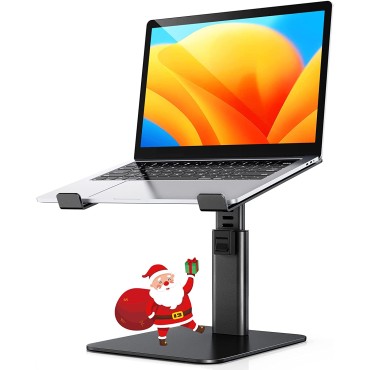 RIWUCT Laptop Stand for Desk, 8 Adjustable Height Aluminum Computer Stand, Ergonomic Laptop Riser Holder Sit to Stand Compatible with MacBook, Air, Pro and More 10"-16" Notebooks - Black