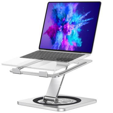 Laptop Stand for Desk with 360° Swivel Base, Adjustable Laptop Riser Holder, Ergonomic Foldable Computer Notebook Stand for Team Work, Compatible with MacBook Air Pro, Dell XPS, HP (10-16")