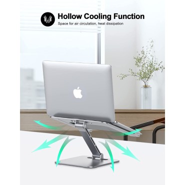 RIWUCT Foldable Laptop Stand, Height Adjustable Ergonomic Computer Stand for Desk, Ventilated Aluminium Portable Laptop Riser Holder Mount Compatible with MacBook Pro Air, All Notebooks 10-